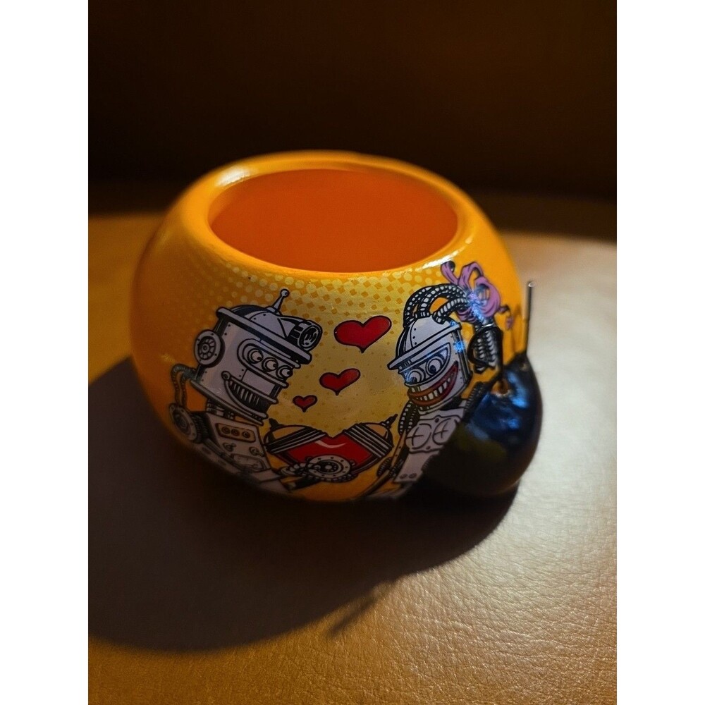 Vintage RARE Rocket Farms Love Bugs Robots Lady Bug Ceramic Planter Trinket Dish